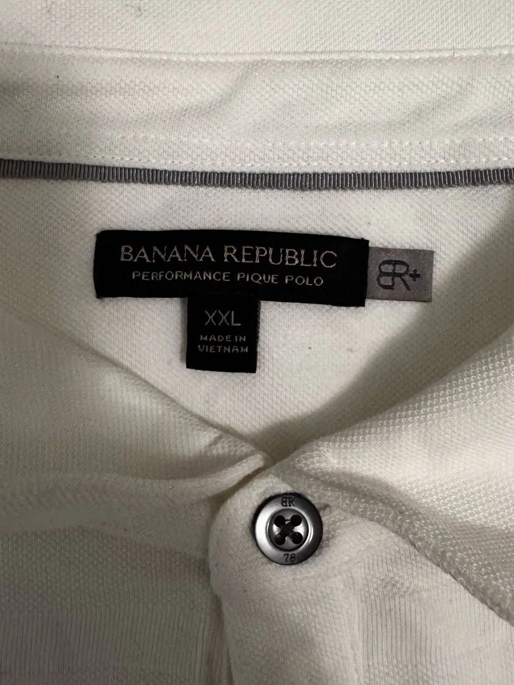 Banana Republic Performance Pique Men's Long Sleeve Polo Shirt White